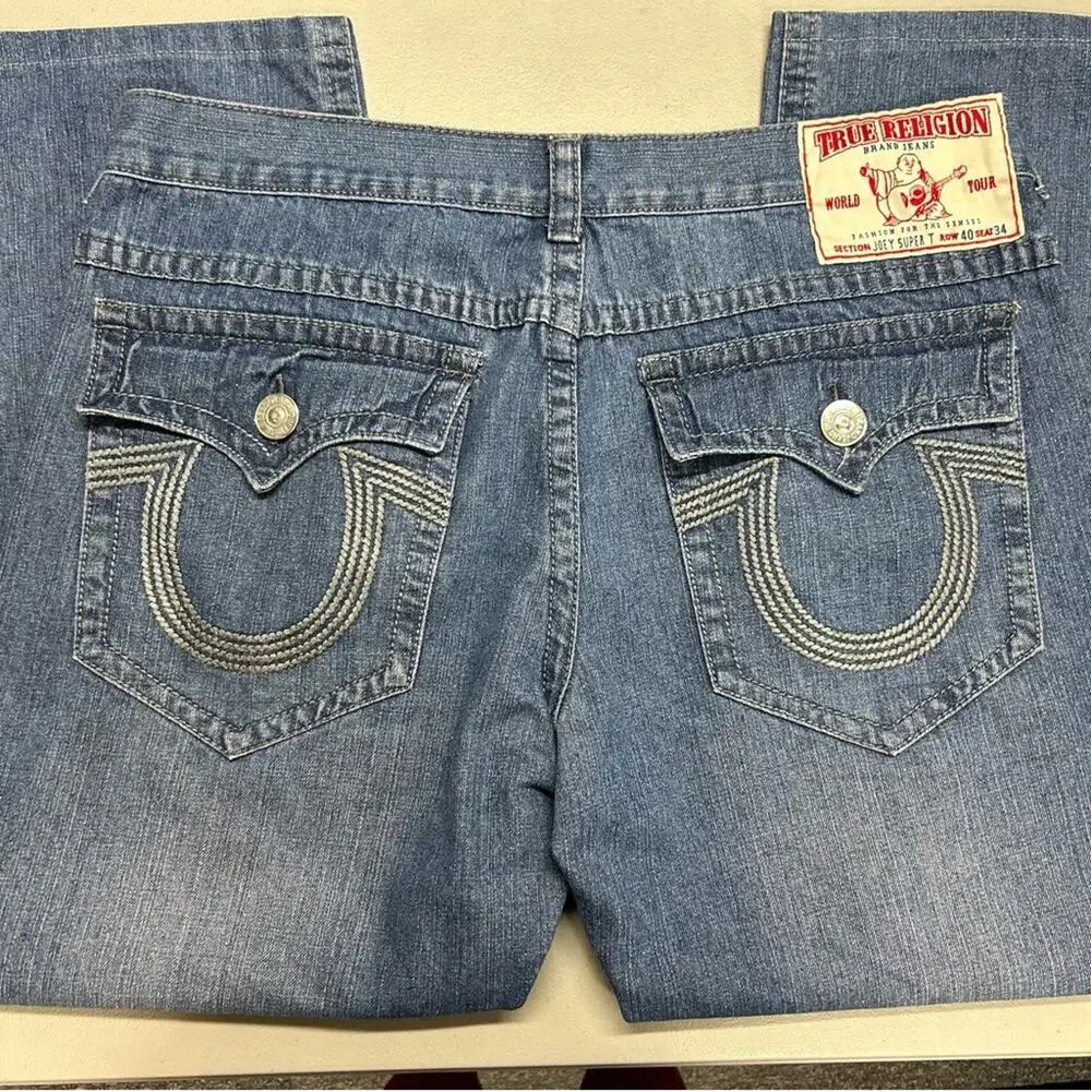 True Religion Jeans Joey Super Denim Blue Pants Womens Size 40 CA 30427